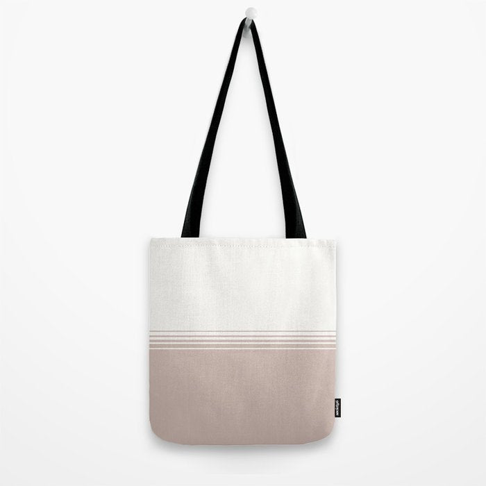 Retro Neutral Minimalist Stripes Tote Bag Gallery Image 2