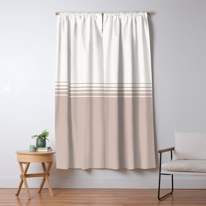 Retro Neutral Minimalist Stripes Window Curtain Gallery Image 5