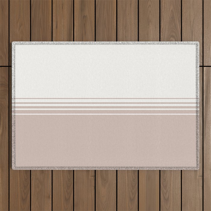 Retro Neutral Minimalist Stripes Outdoor Rug Gallery Image 1