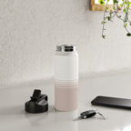 Retro Neutral Minimalist Stripes Water Bottle Gallery Image 4