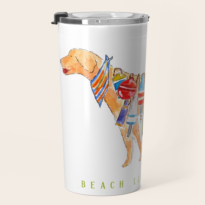 Yellow Dog Lab Buoy Beach Dog Watercolor Travel Mug Gallery Image 3