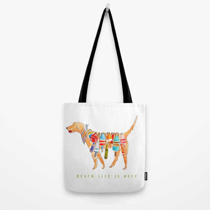 Yellow Dog Lab Buoy Beach Dog Watercolor Tote Bag Gallery Image 2