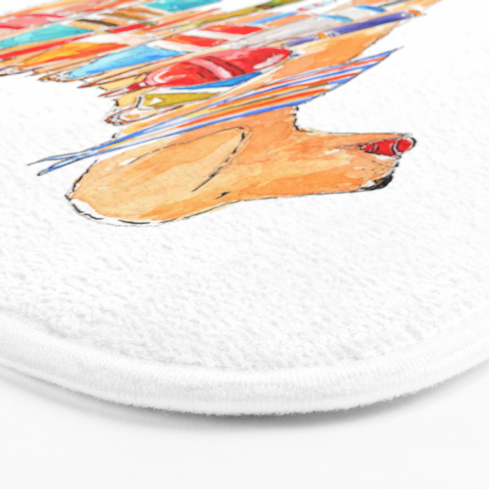 Yellow Dog Lab Buoy Beach Dog Watercolor Bath Mat Gallery Image 3