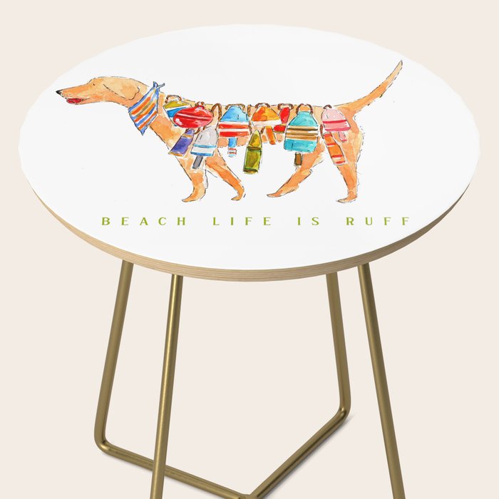 Yellow Dog Lab Buoy Beach Dog Watercolor Side Table Gallery Image 2