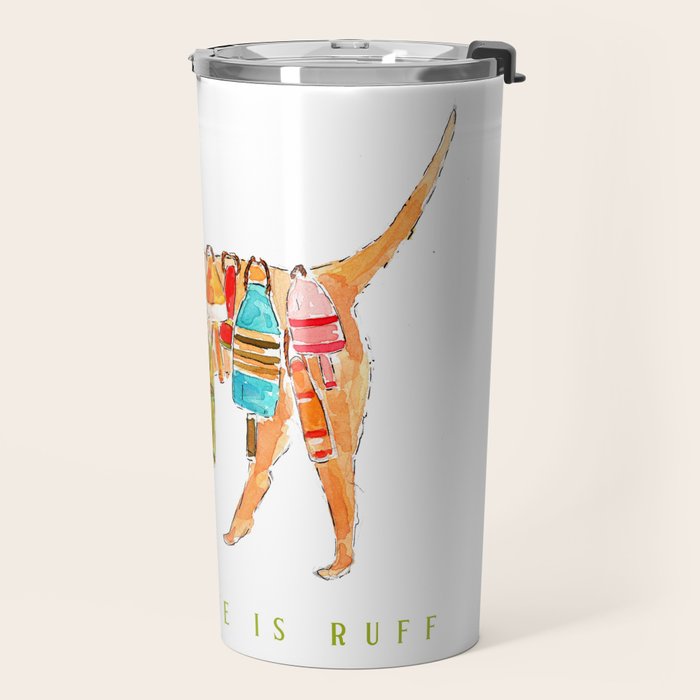 Yellow Dog Lab Buoy Beach Dog Watercolor Travel Mug Gallery Image 2