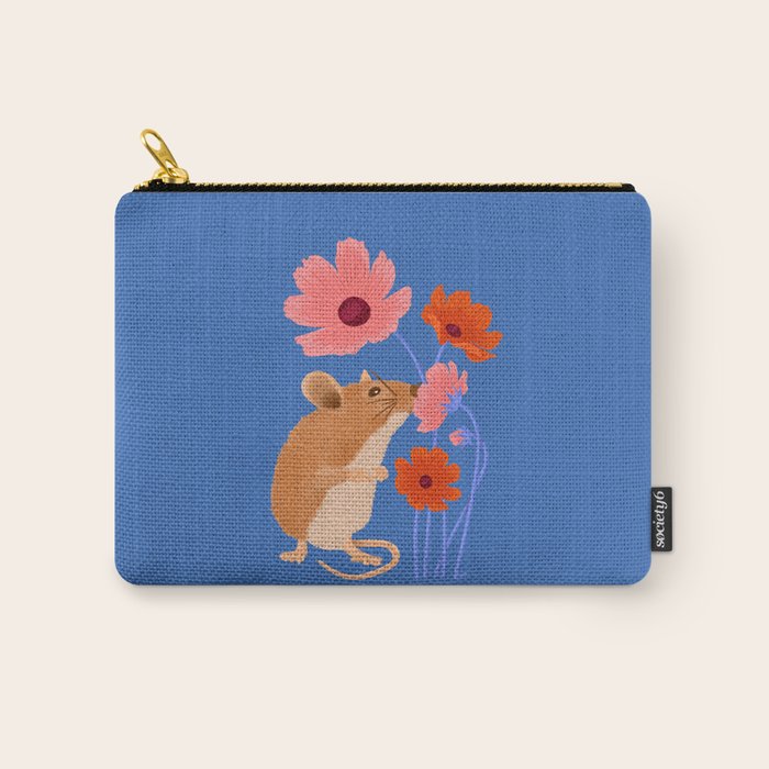 Meadow Mouse and Cosmos Blooms Carry All Pouch Gallery Image 1