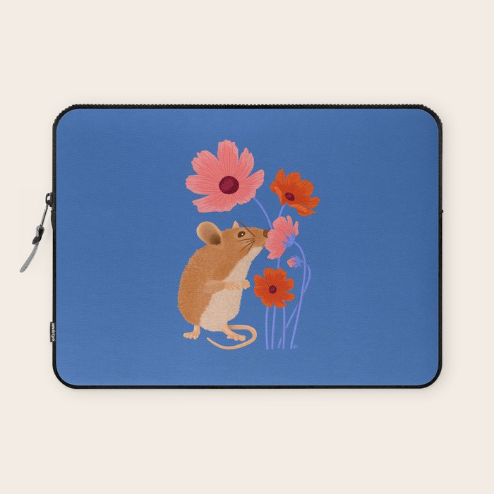 Meadow Mouse and Cosmos Blooms Laptop Sleeve Gallery Image 1