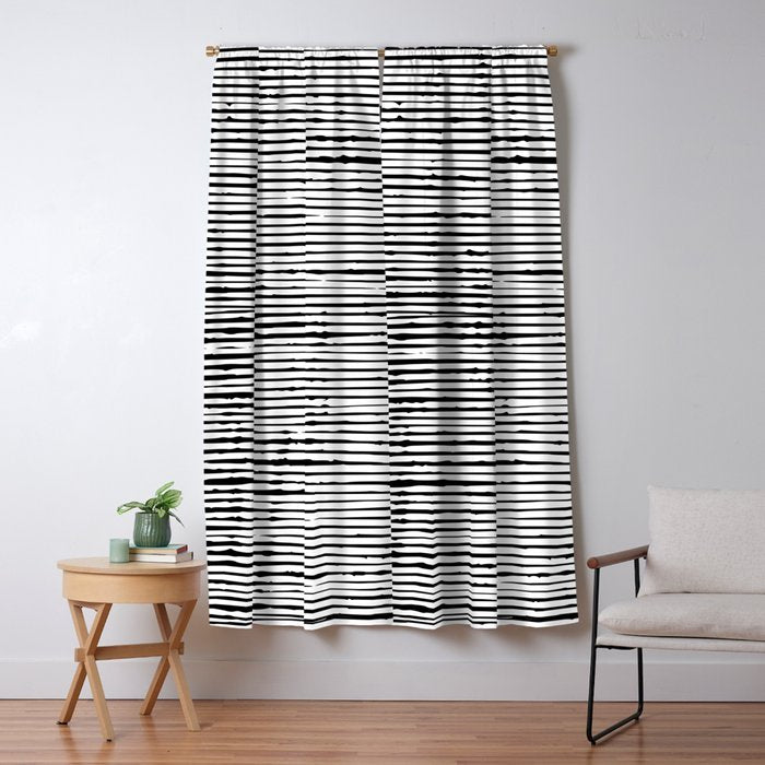 Rustic, Abstract Stripes Pattern, Black and White Window Curtain Gallery Image 5