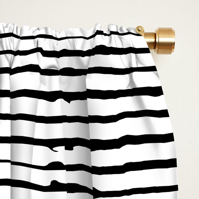 Rustic, Abstract Stripes Pattern, Black and White Window Curtain Gallery Image 2