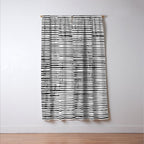 Rustic, Abstract Stripes Pattern, Black and White Window Curtain Gallery Image 3