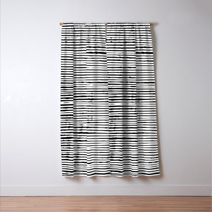 Rustic, Abstract Stripes Pattern, Black and White Window Curtain Gallery Image 3