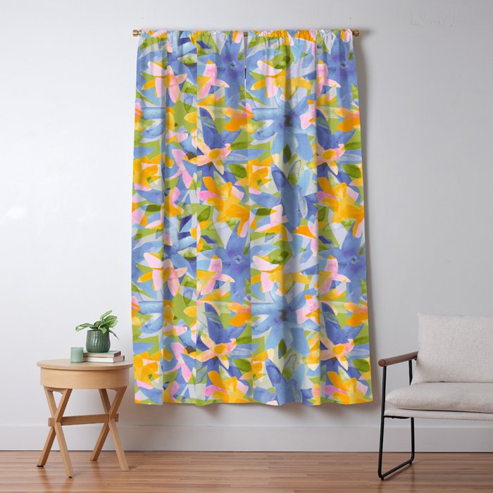 Watercolor Blooms #1 Window Curtain Gallery Image 5