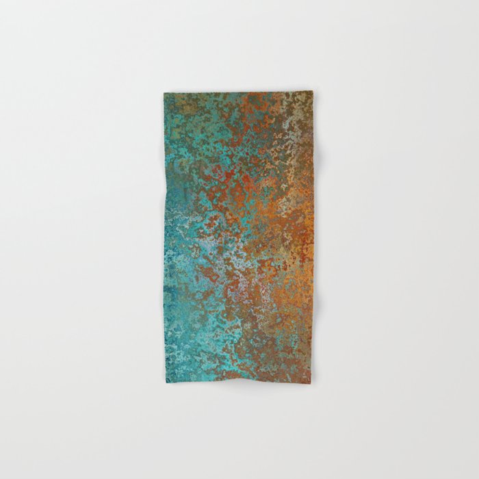 Vintage Teal and Copper Rust Bath Towel Gallery Image 1