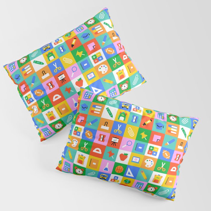 Colorful back to school geometric mosaic pattern Pillow Sham Gallery Image 3