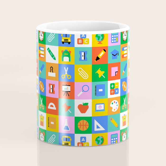 Colorful back to school geometric mosaic pattern Coffee Mug Gallery Image 4