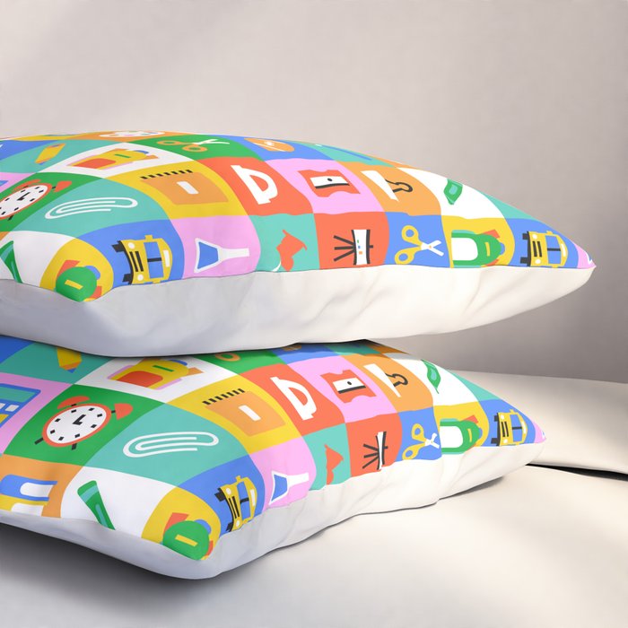 Colorful back to school geometric mosaic pattern Pillow Sham Gallery Image 3
