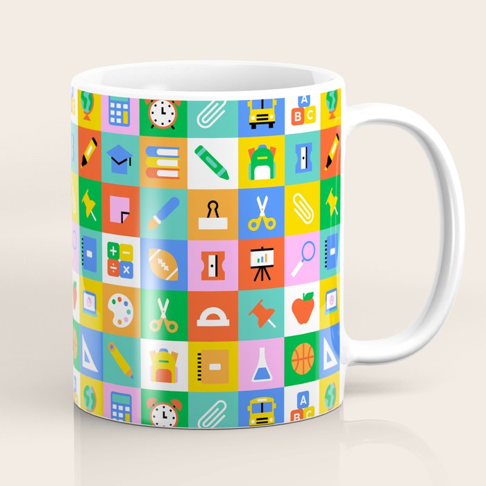 Colorful back to school geometric mosaic pattern Coffee Mug Gallery Image 1