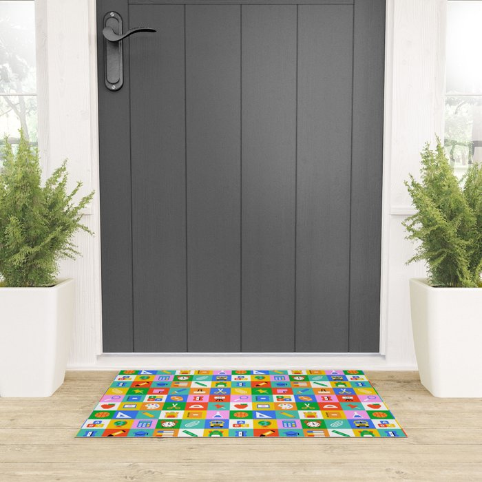 Colorful back to school geometric mosaic pattern Welcome Mat Gallery Image 3