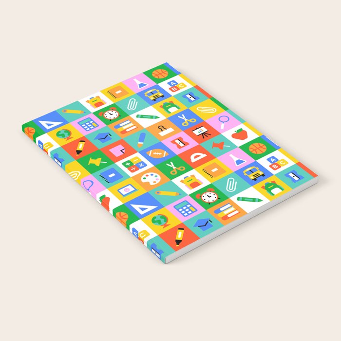 Colorful back to school geometric mosaic pattern Notebook Gallery Image 1