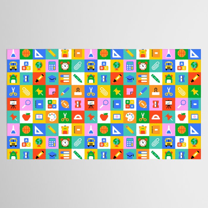 Colorful back to school geometric mosaic pattern Tablecloth Gallery Image 2