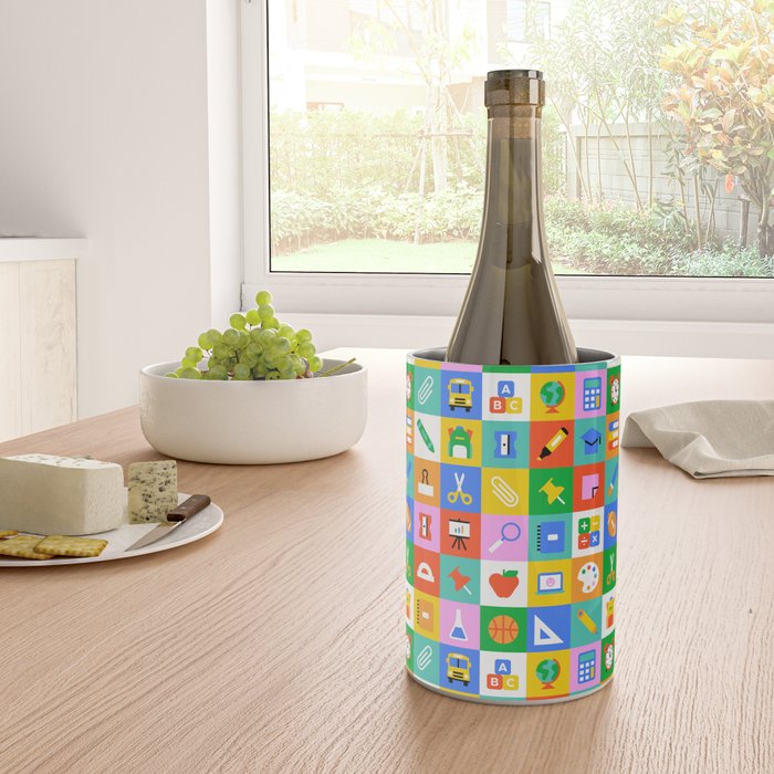 Colorful back to school geometric mosaic pattern Wine Chiller Gallery Image 4