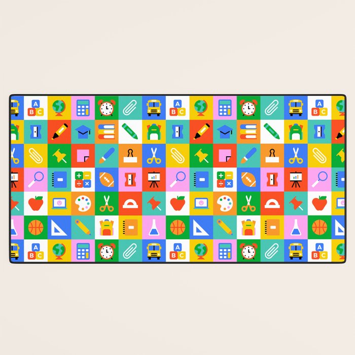 Colorful back to school geometric mosaic pattern Desk Mat Gallery Image 3