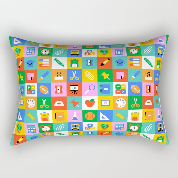 Colorful back to school geometric mosaic pattern Rectangular Pillow Gallery Image 1