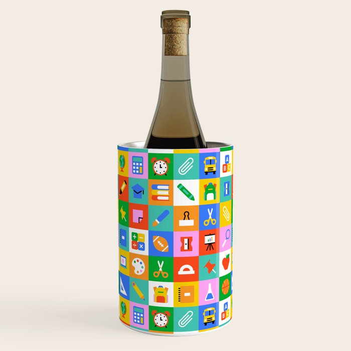Colorful back to school geometric mosaic pattern Wine Chiller Gallery Image 3