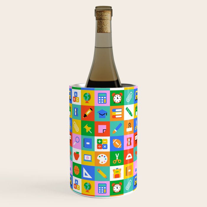 Colorful back to school geometric mosaic pattern Wine Chiller Gallery Image 2