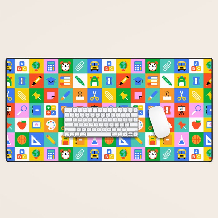 Colorful back to school geometric mosaic pattern Desk Mat Gallery Image 1