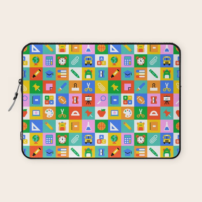Colorful back to school geometric mosaic pattern Laptop Sleeve Gallery Image 1