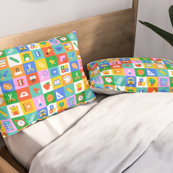 Colorful back to school geometric mosaic pattern Pillow Sham Gallery Image 2
