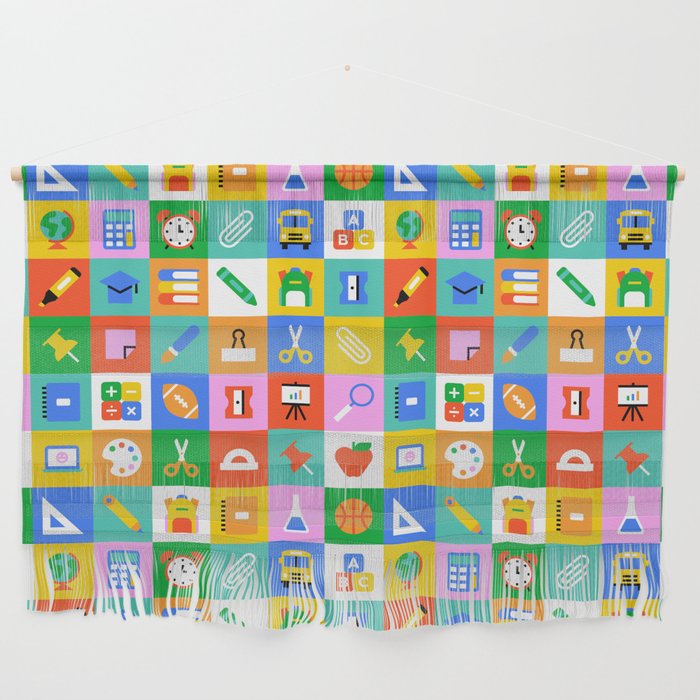 Colorful back to school geometric mosaic pattern Wall Hanging Gallery Image 1