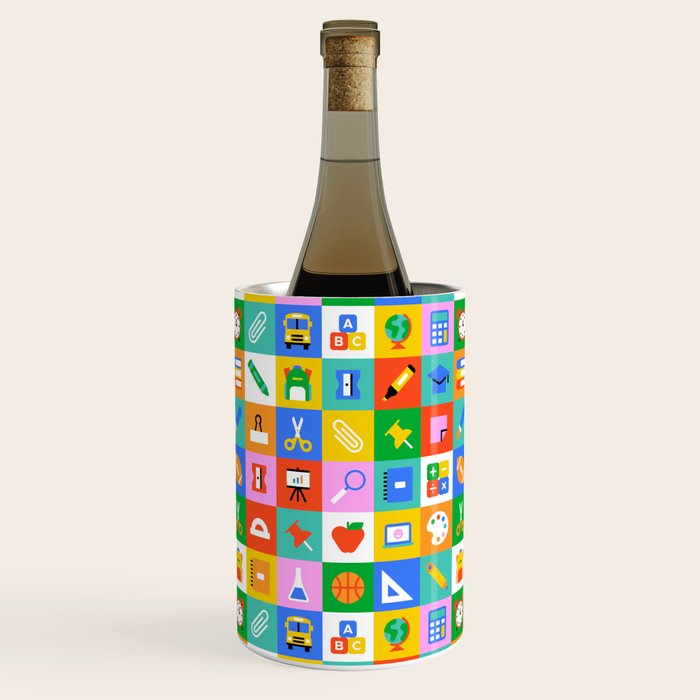 Colorful back to school geometric mosaic pattern Wine Chiller Gallery Image 1