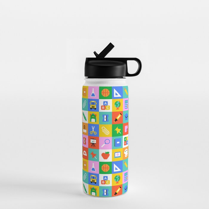 Colorful back to school geometric mosaic pattern Water Bottle Gallery Image 1