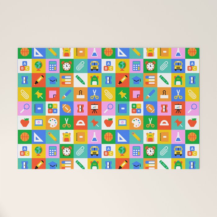 Colorful back to school geometric mosaic pattern Welcome Mat Gallery Image 1