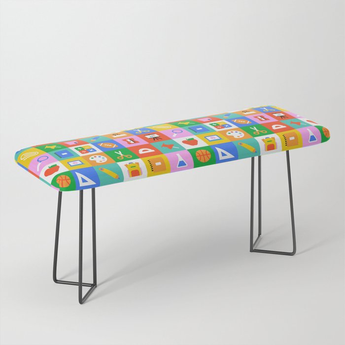 Colorful back to school geometric mosaic pattern Bench Gallery Image 1