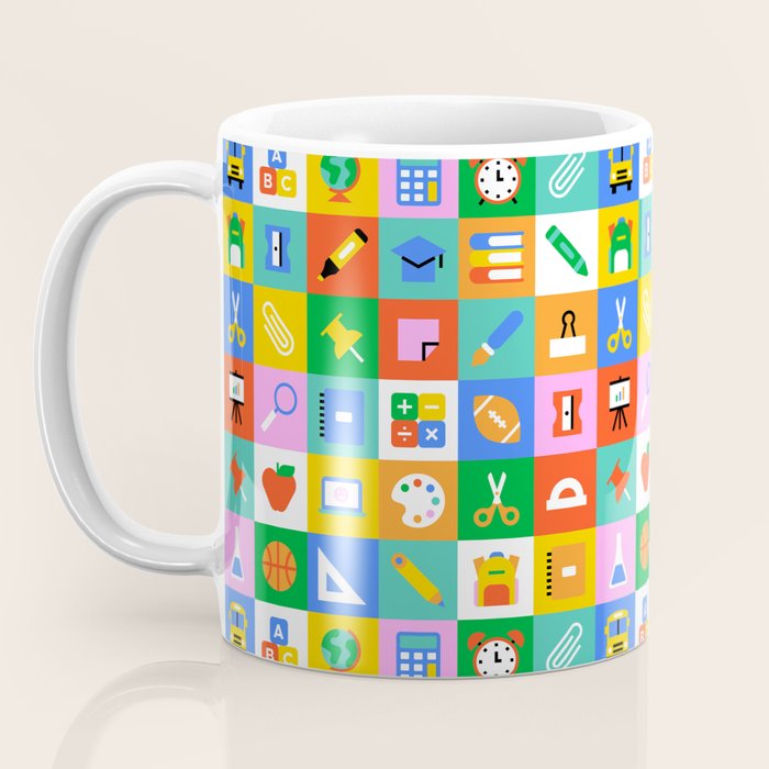 Colorful back to school geometric mosaic pattern Coffee Mug Gallery Image 3
