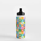 Colorful back to school geometric mosaic pattern Water Bottle Gallery Image 2