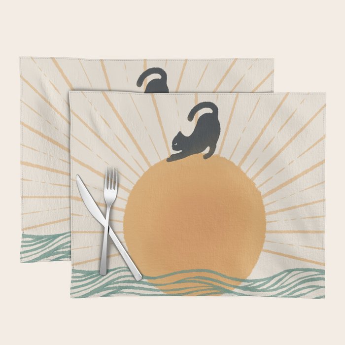Good Morning Meow 7 Sunny Day Ocean  Placemat Gallery Image 1