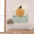 Good Morning Meow 7 Sunny Day Ocean  Wall Tapestry Gallery Image 2