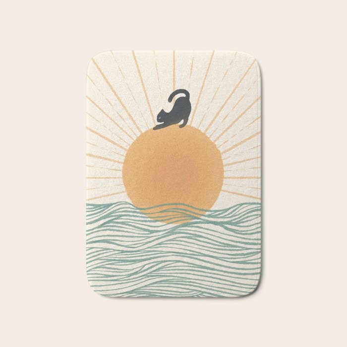 Good Morning Meow 7 Sunny Day Ocean  Bath Mat Gallery Image 1