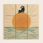 Good Morning Meow 7 Sunny Day Ocean  Wood Wall Art Gallery Image 1