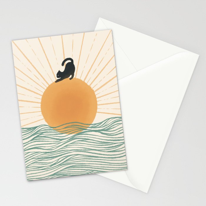 Good Morning Meow 7 Sunny Day Ocean  Stationery Card Gallery Image 2