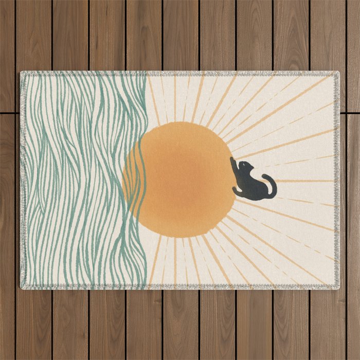 Good Morning Meow 7 Sunny Day Ocean  Outdoor Rug Gallery Image 1