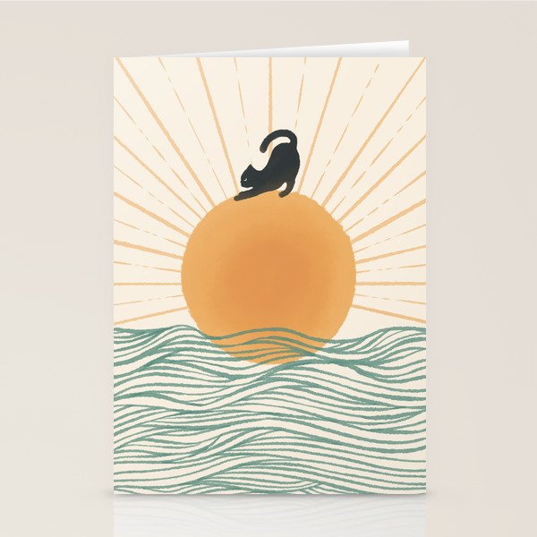 Good Morning Meow 7 Sunny Day Ocean  Stationery Card Gallery Image 1