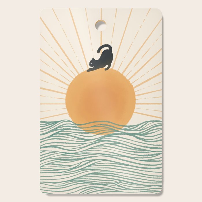 Good Morning Meow 7 Sunny Day Ocean  Cutting Board Gallery Image 1