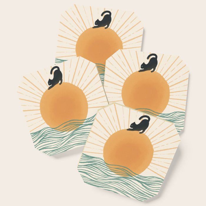 Good Morning Meow 7 Sunny Day Ocean  Coaster Gallery Image 1