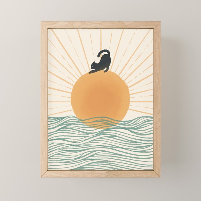 Good Morning Meow 7 Sunny Day Ocean  Mini Art Print Gallery Image 1