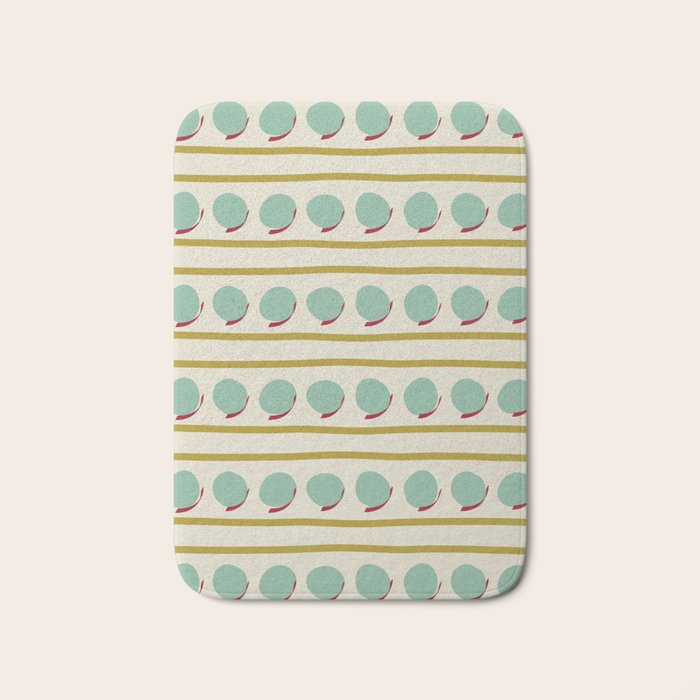 Chartreuse and Mint Green Modern Circles and Lines Bath Mat Gallery Image 1